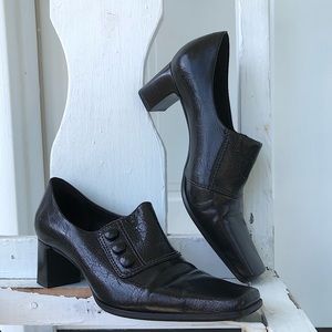 Franco Sarto Dark Brown Block Heels Square Toe 6 EUC